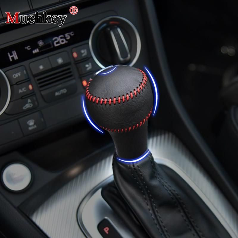 Gear Stick Gaiter Black Genuine Leather Red Stitching