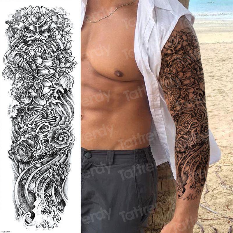 Temporary Tattoos For Men Robot Arm Sleeve Tattoo Mechanical Waterproof  Tattoo Large Black Stickers Body Tatoo