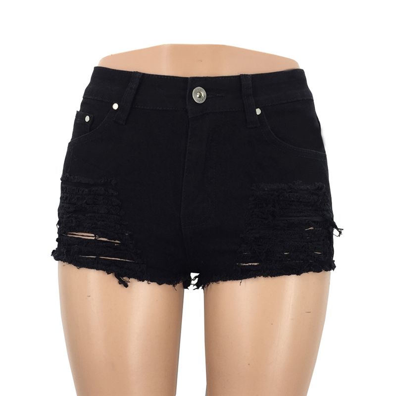 black denim ripped shorts womens