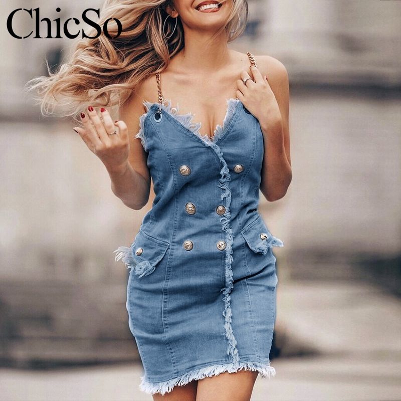 Denim fringe dress Clearance