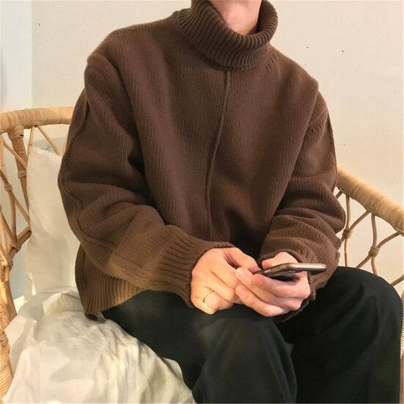 2020 Winter Turtleneck Sweater Mens Warm Fashion Solid Color Casual Knit Sweater Street Joker Loose Padded Pullover Male Clothes From Beenling 38 28 Dhgate Com