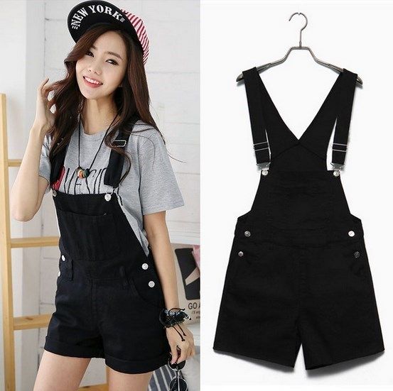 black overall shorts womens