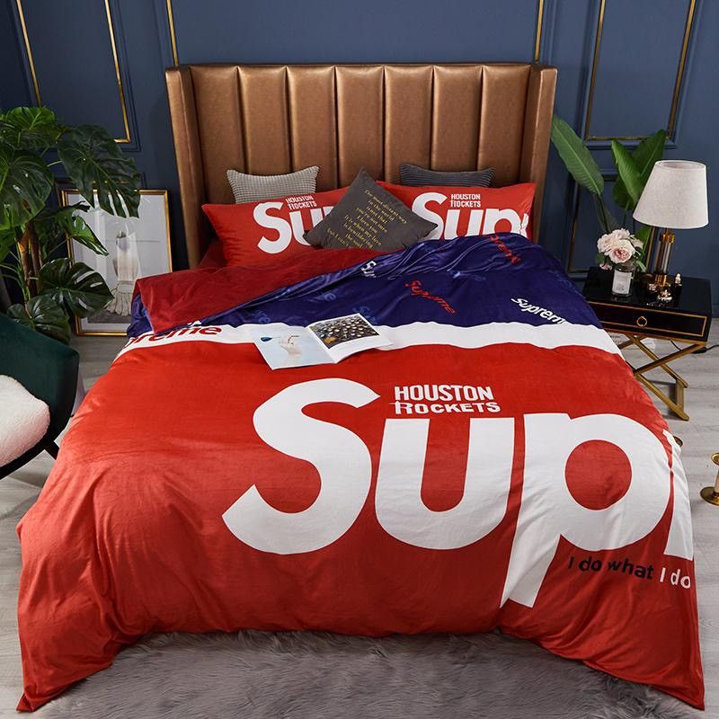 Red S Letter Duvet Cover Suit Popular Logos Fashion Bedding Sets