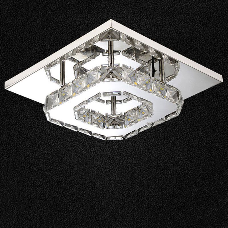 compre luces de techo led modernas luces de techo de cristal cuadradas luminaria de acero inoxidable 5730 lamparas led para lamparas de pasillo de
