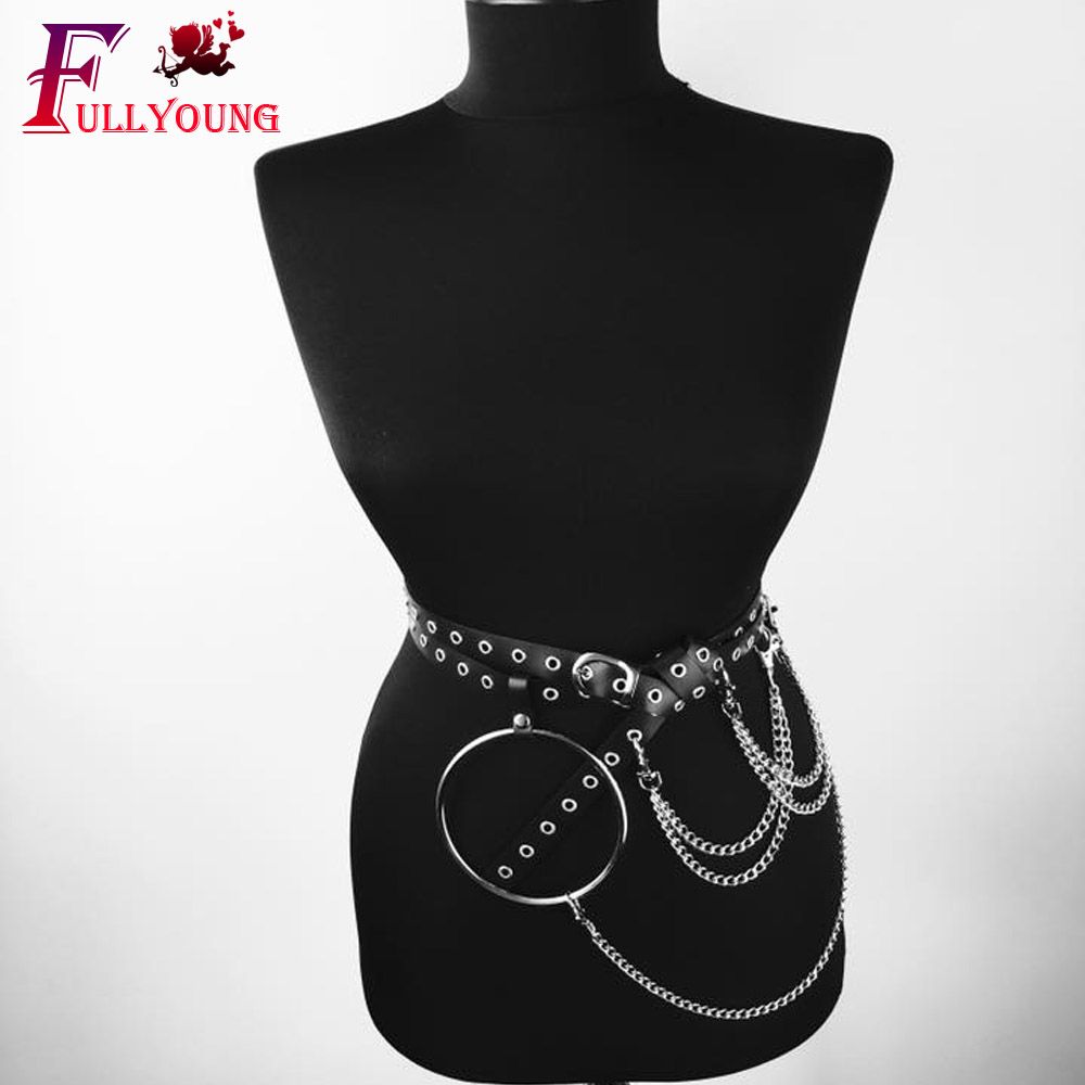 Fullyoung Harness Leather Chain Garter Women Waist O Ring Chain Belt sm Garters Belt Leg Handmade Leather Punk Goth Belts From Vanilla03 21 23 Dhgate Com