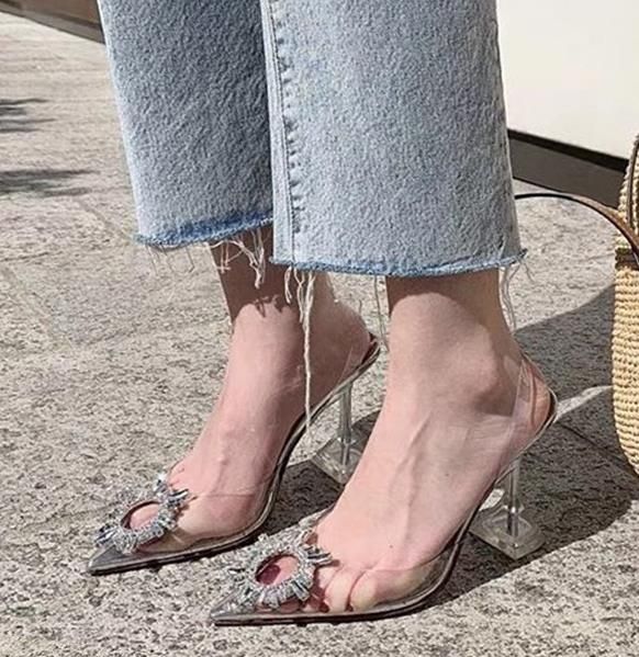 clear designer heels