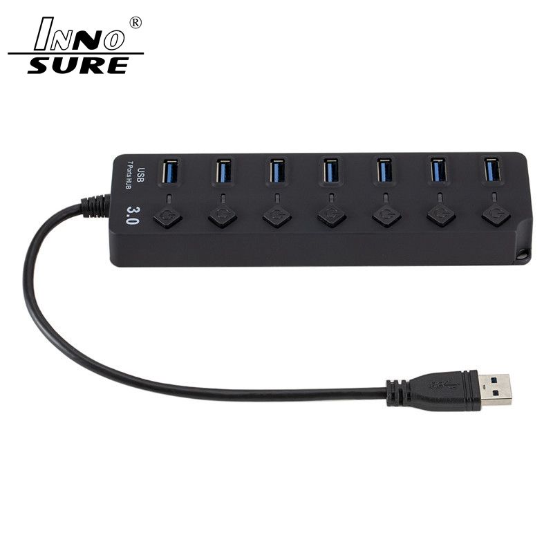 Portable Independent LED Light 4 Port USB 3.0 Hub Splitter for Phone Tablet PC White