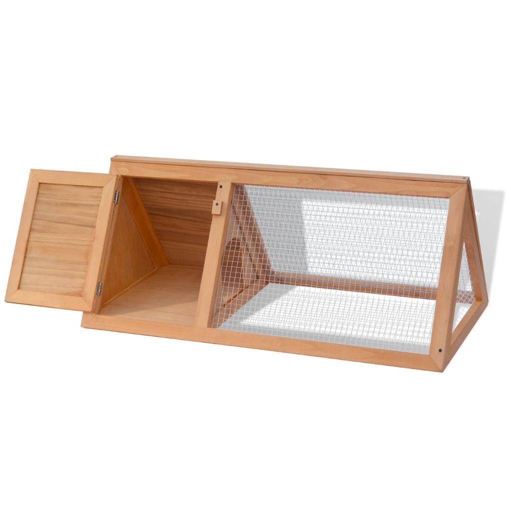 wooden outdoor triangle rabbit hutch