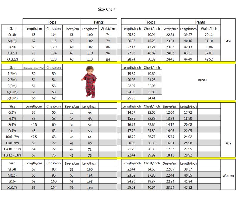 Pajamagram Size Chart