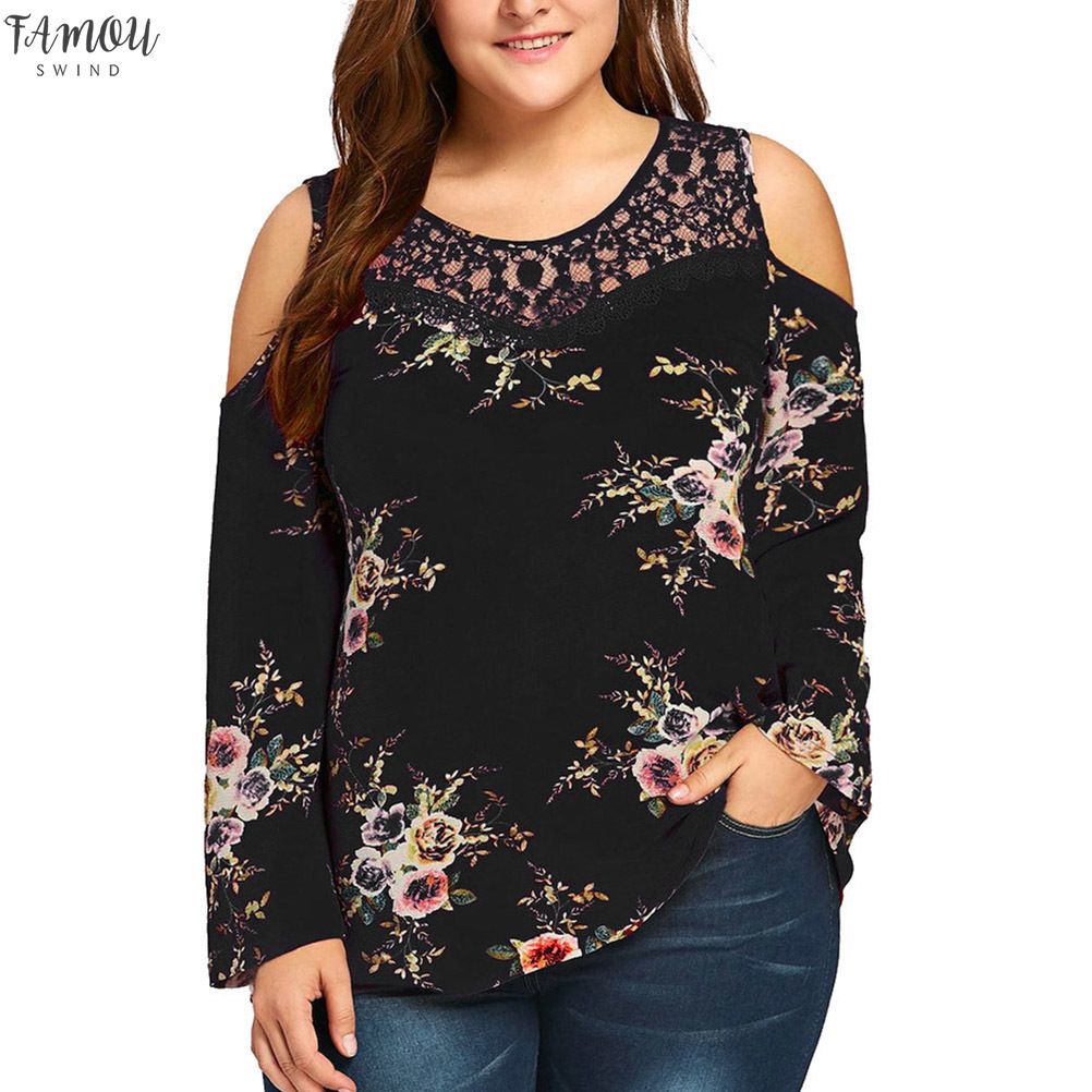 cold shoulder plus size tops
