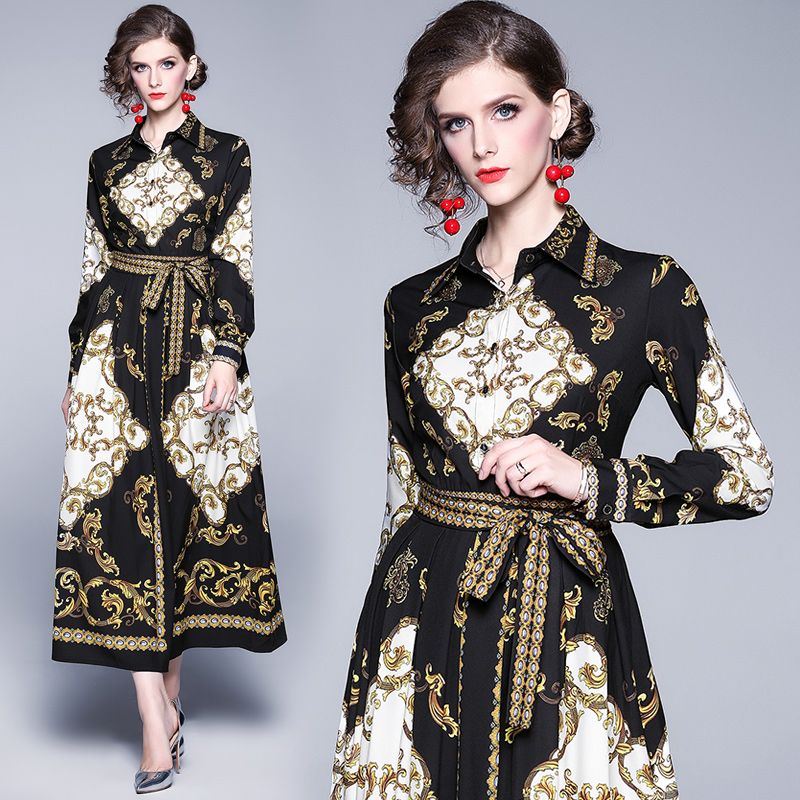 Baroque Print Shirt Dress Sale Online 