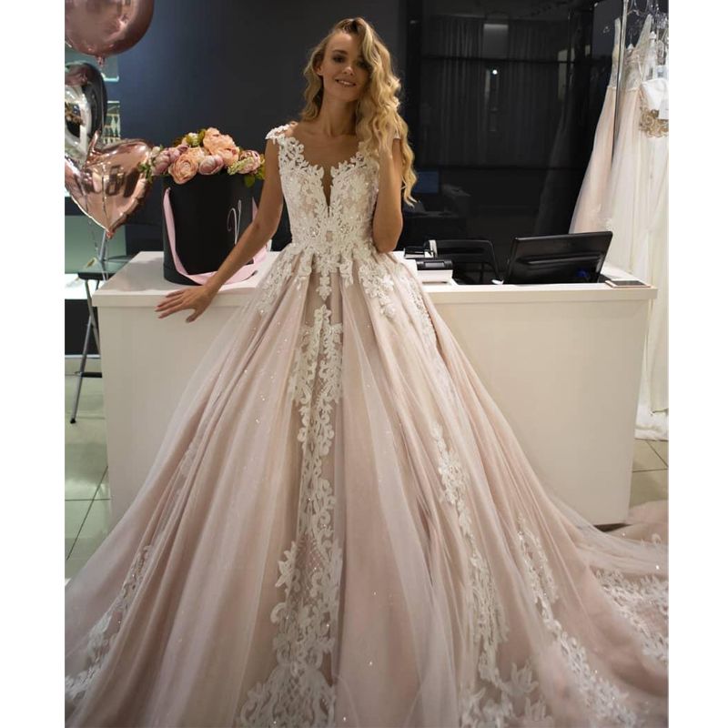 sparkly pink wedding dress