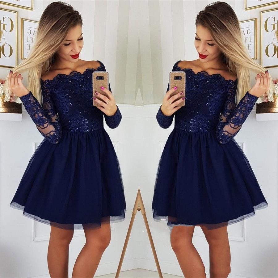 Dark Navy Blue Short 2019 Homecoming 
