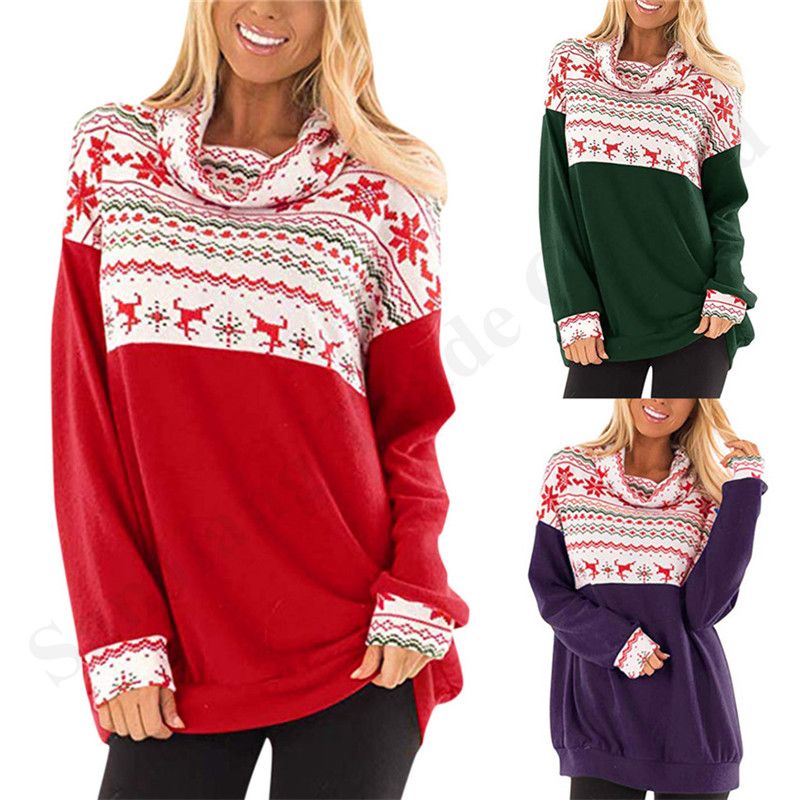 LODDD Christmas Women Elk Snowflake Print Tops 2019 Fashion LODDD Christmas Women Elk Snowflake Print Tops 2019 Fashion