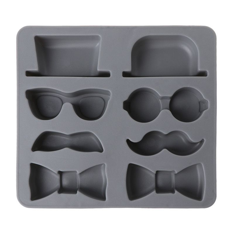 Gentleman's Mustache Hat Glasses Silicone Ice Cube Tray Mold Baking Kitchen Tool Gentleman's Mustache Hat Glasses Silicone Ice Cube Tray Mold Baking Kitchen Tool