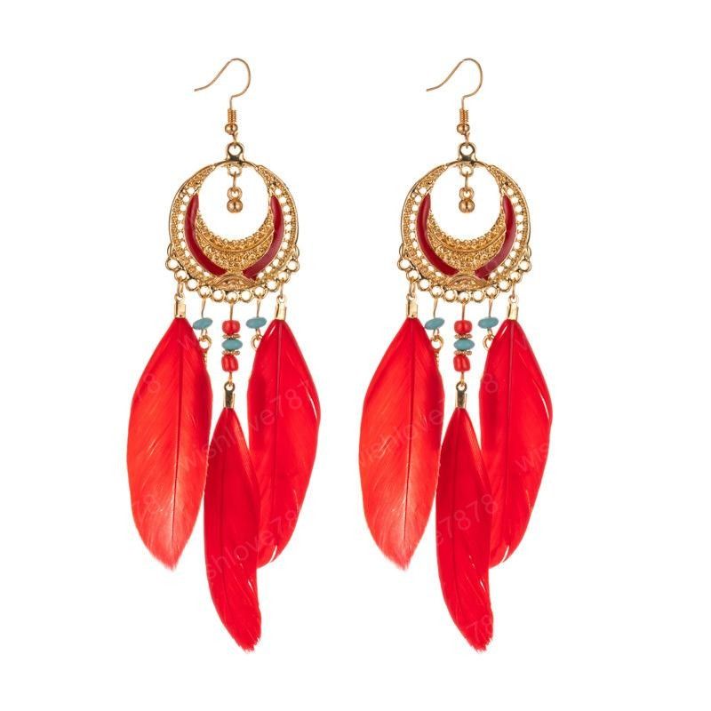 Pendientes De Plumas De Bola De Madera Femenina Retro De La Pendientes De Plumas De Bola De Madera Femenina Retro De La