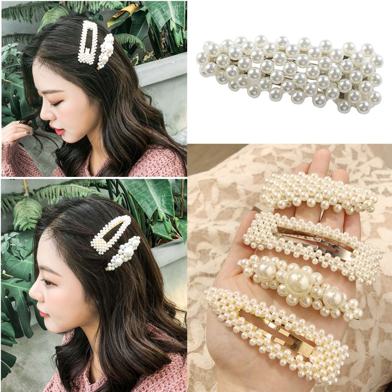 Mode Frauen Perle Haarspange Snap Barrette Stick Haarnadel Haarschmuck Geschenk