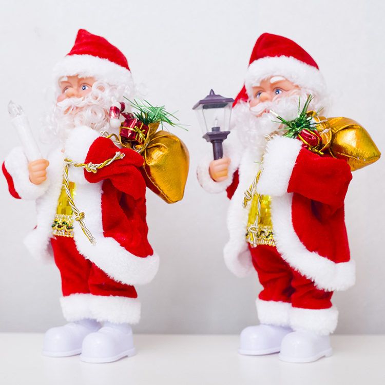 New Christmas Music Santa Claus Doll Toys Xmas Plastic Dolls Party