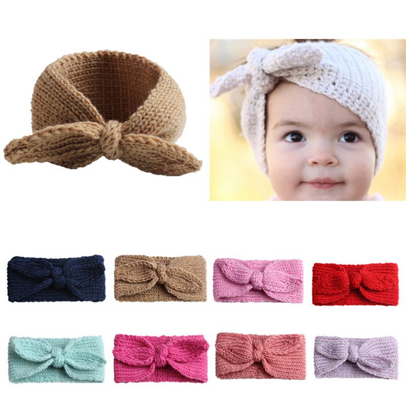 Toddler Baby Girls Knitted Turban Headband Hair Band Bow Accessories Headwear US
