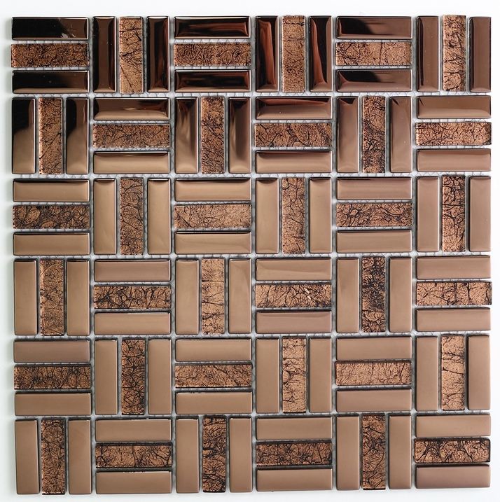 2021 Electroplated Rose Gold Brown, Glass Mosaic Bathroom Wall Tiles