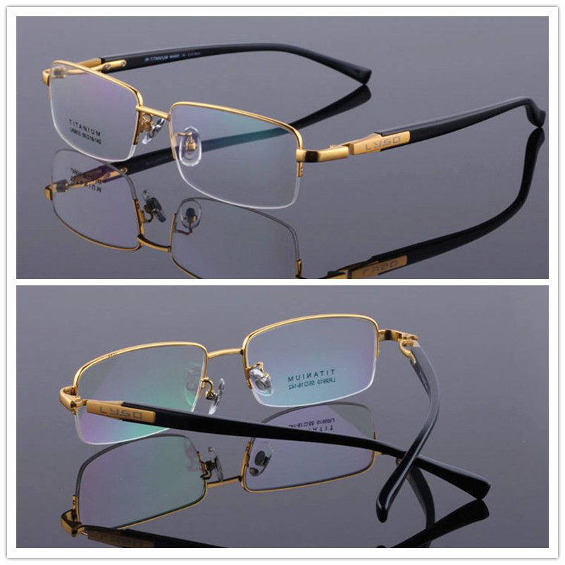 Men 100 Titanium Eyeglass Frame Spectacle Frame Half Rim Eyewear