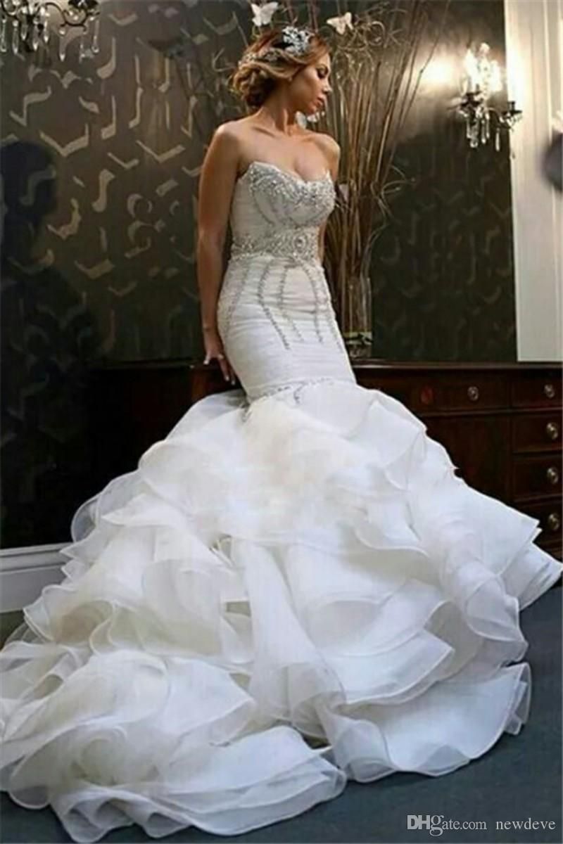 blinged out mermaid wedding dresses