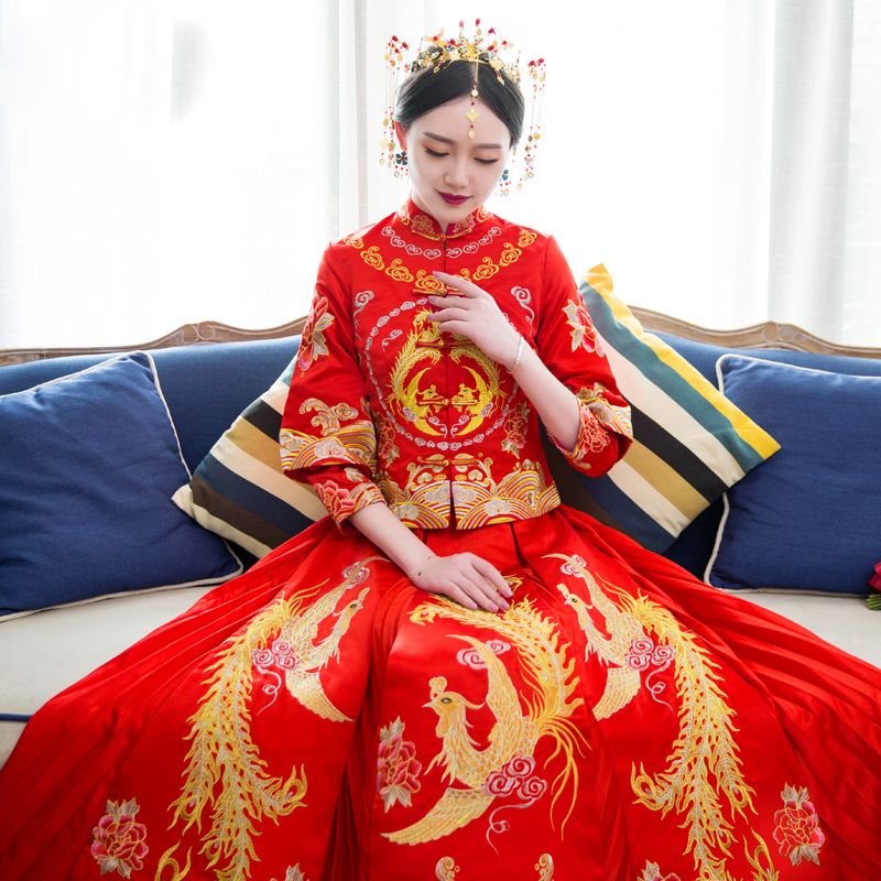 Vestido de novia Hanfu de la antigua boda China de alta calidad, traje de  pareja de cola larga, prenda estándar Tang Ming China|Conjuntos| -  AliExpress