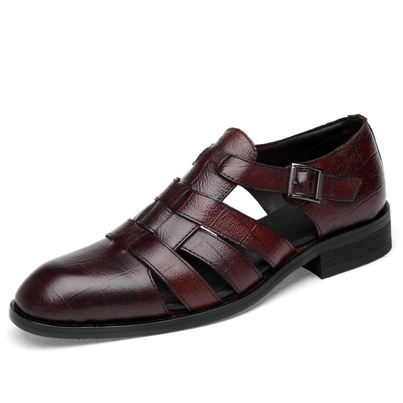 Acheter Cuir Véritable Été Hommes Sandales Mode Hommes En Cuir Sandales  Luxe Hommes 100% Cuir Véritable Sandales Dété Chaussures De Plage De 68,1 €  Du Onlinemall018u | Fr.DHgate.Com