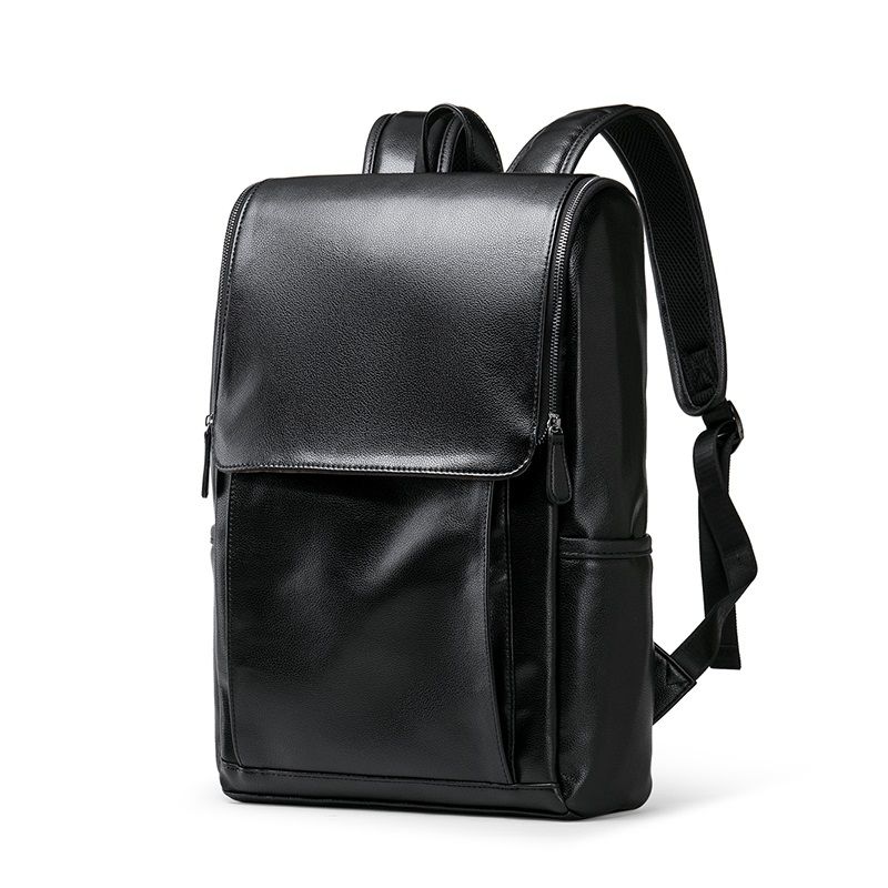 Men Leather Backpack Large Capacity Double Shoulder Bag Casual School Travel Bag
