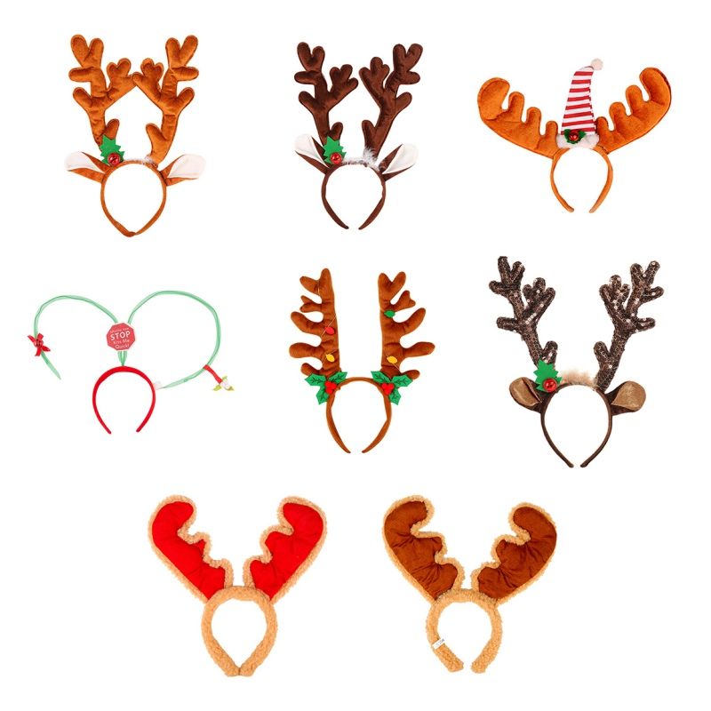 Christmas Reindeer Headband Horns Cosplay Antlers Christmas Deer Ears Headband Christmas Hair