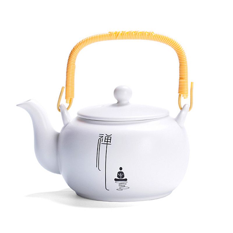 Wholesale And Retail Zen Ceramic Lifting Handle Teapot 550Ml White