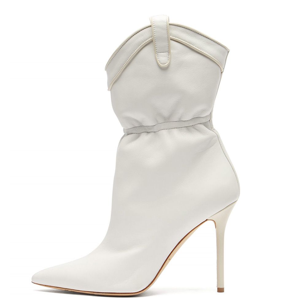 white boots flat heel