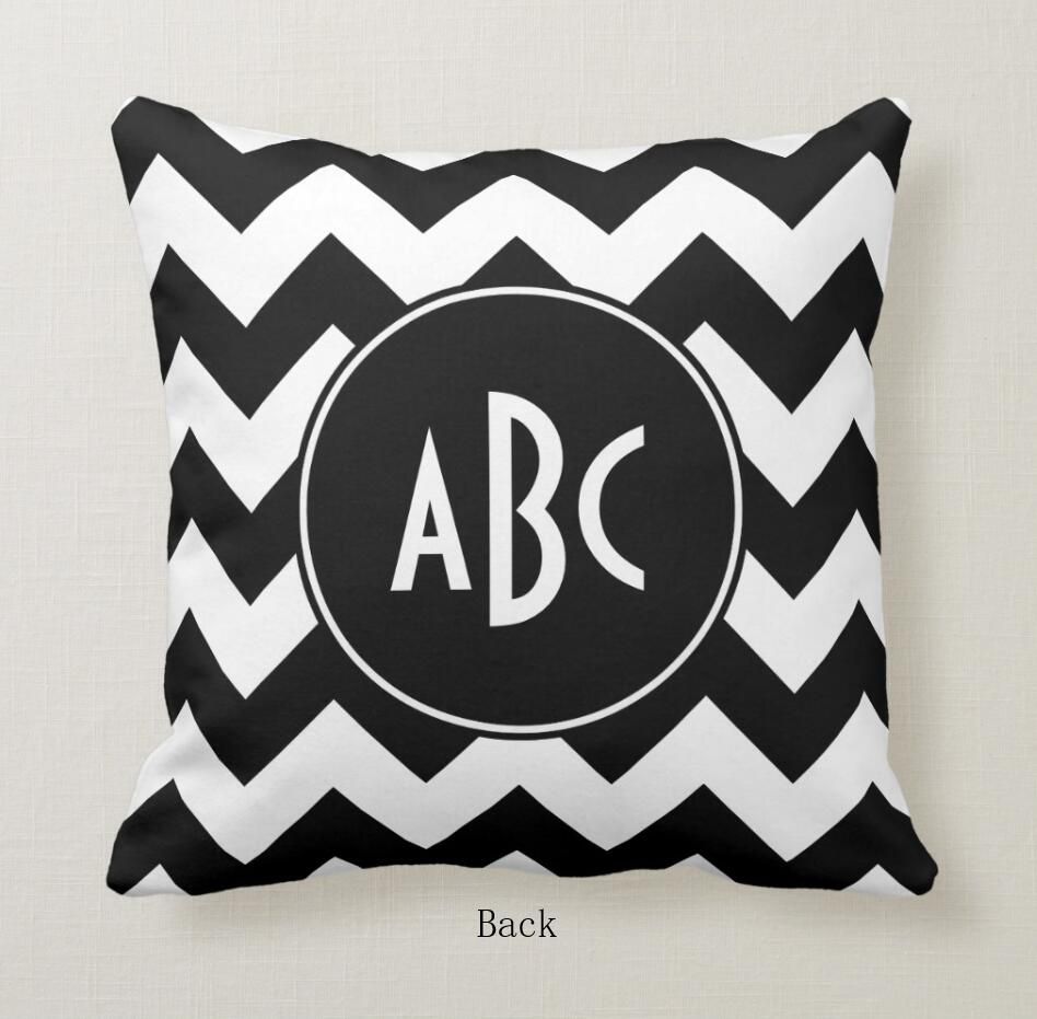 Pillow Case White And Black Chevron Monogram Throw Pillow Case Car
