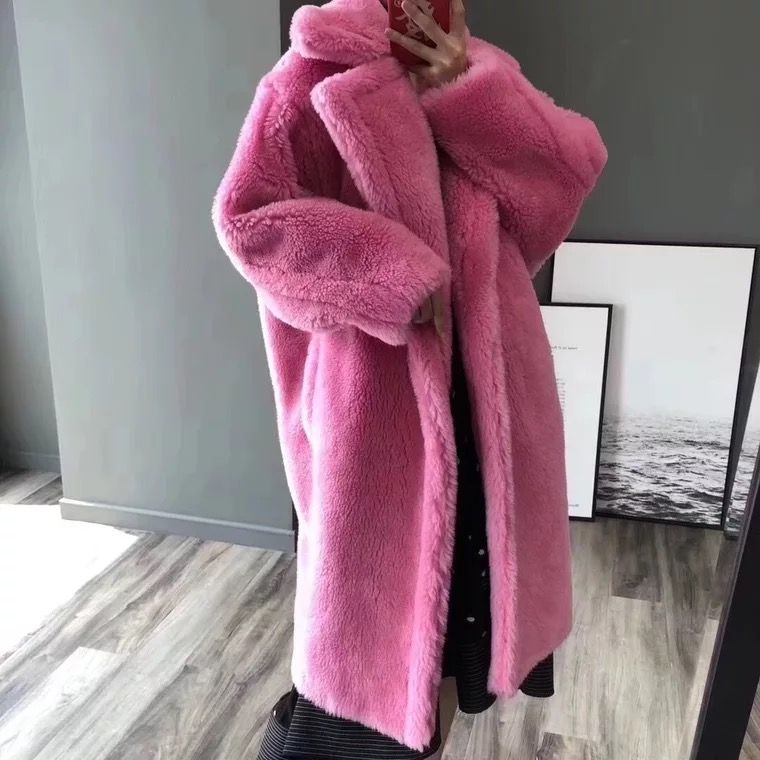 plus size pink teddy coat