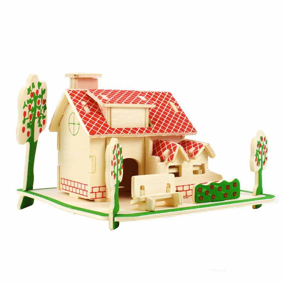 2019 3d Wooden House Puzzles Toys For Children Diy Hand Assembled
