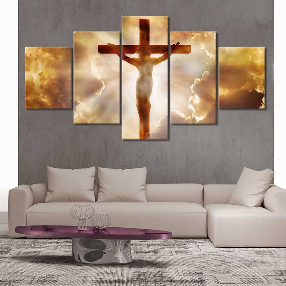 2020 5 Panel Canvas Painting Jesus Christianity Wall Art Picture