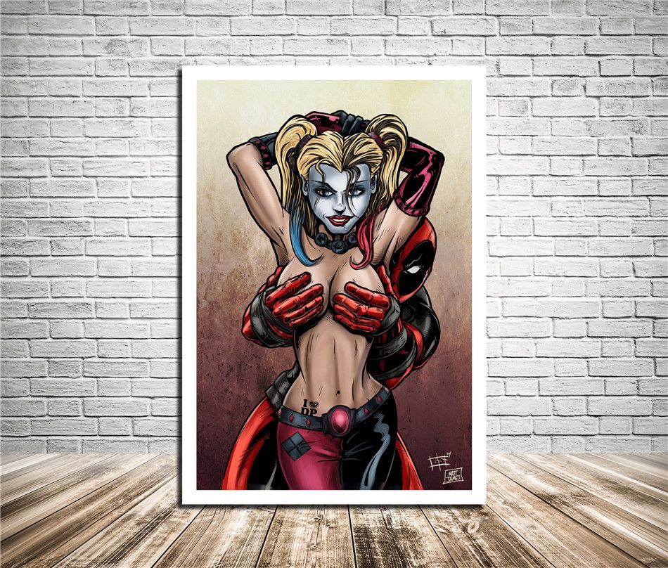 Art Oil Painting Print On Canvas Home Decor Harley Quinn Framed