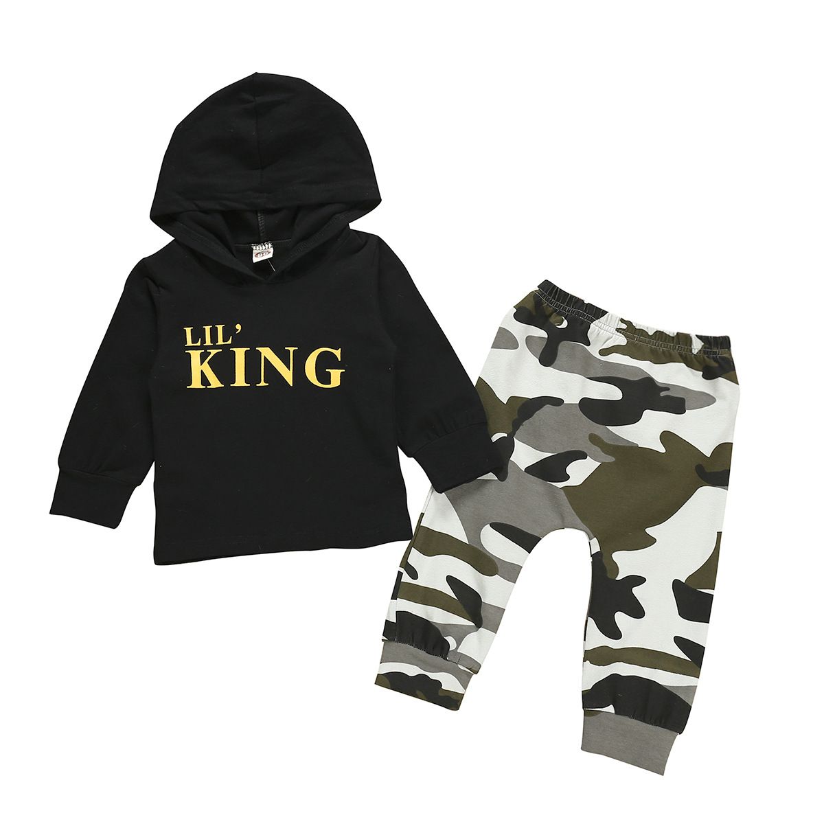Toodle Kid Baby Boy Girl LIL/' KING Letter Hooded Long Sleeve T-Shirt Tops Outfit