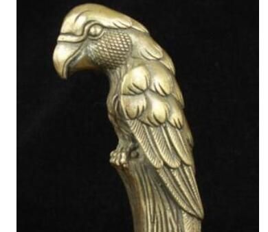 China Rare Old Bronze Statue COW Cane Walking Stick Head Handle Accessories