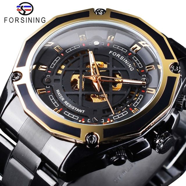Forsining Black Watches Luminous Design Stainless Steel Men Automatic Skeleton Watch Brand Fashion Casual Luxury Wrist Watches For Male 24 Hour Wristwatch Watch From Forsining 218 76 Dhgate Com