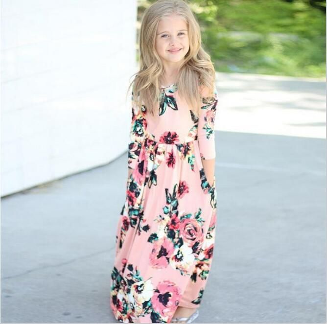 Compra Vestido Estampado De Flores Para Niños, Manga Corta, Azul Marino,  Rosa, Estampado Floral, Vestidos De Fiesta, Ropa De Estilo Europeo Para  Niñas Barato | Entrega Rápida Y Calidad | DHgate Spain