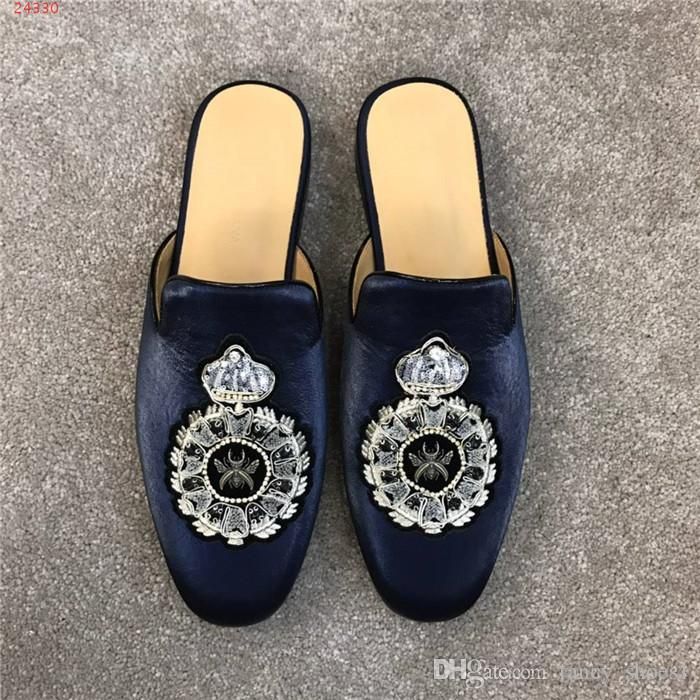 mens black leather mules