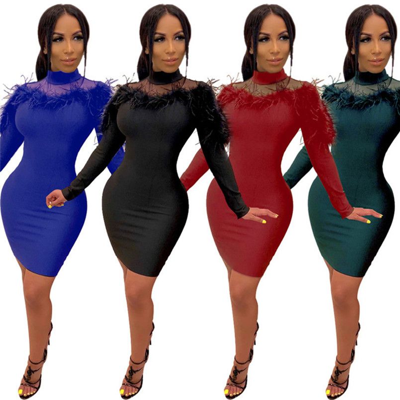 Fall Winter Women Long Sleeve One Piece Dress Fashion V Neck High Collar Feather Dress Casual Mesh Package Hip Skirts Nightclubs Wear 2119 From Sell Clothing 17 29 Dhgate Com Fall Winter Women Long Sleeve One Piece Dress Fashion V Neck High Collar Feather Dress Casual Mesh Package Hip Skirts Nightclubs Wear 2119 From Sell Clothing 17 29 Dhgate Com