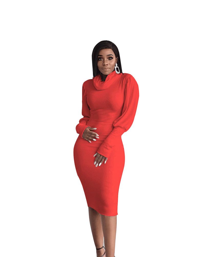 Compra Casual Mujer Ropa Para Mujer De Color Sólido Vestidos De Diseño  Atractivo Cuello Alto Delgado Estilo Europeo Laides Vestidos Barato |  Entrega Rápida Y Calidad | Es.Dhgate
