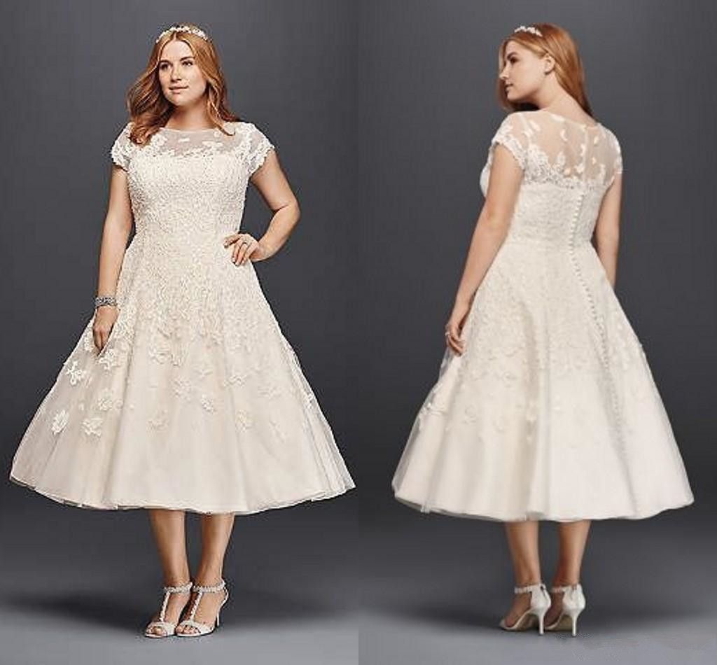 plus size tea length bridal gowns