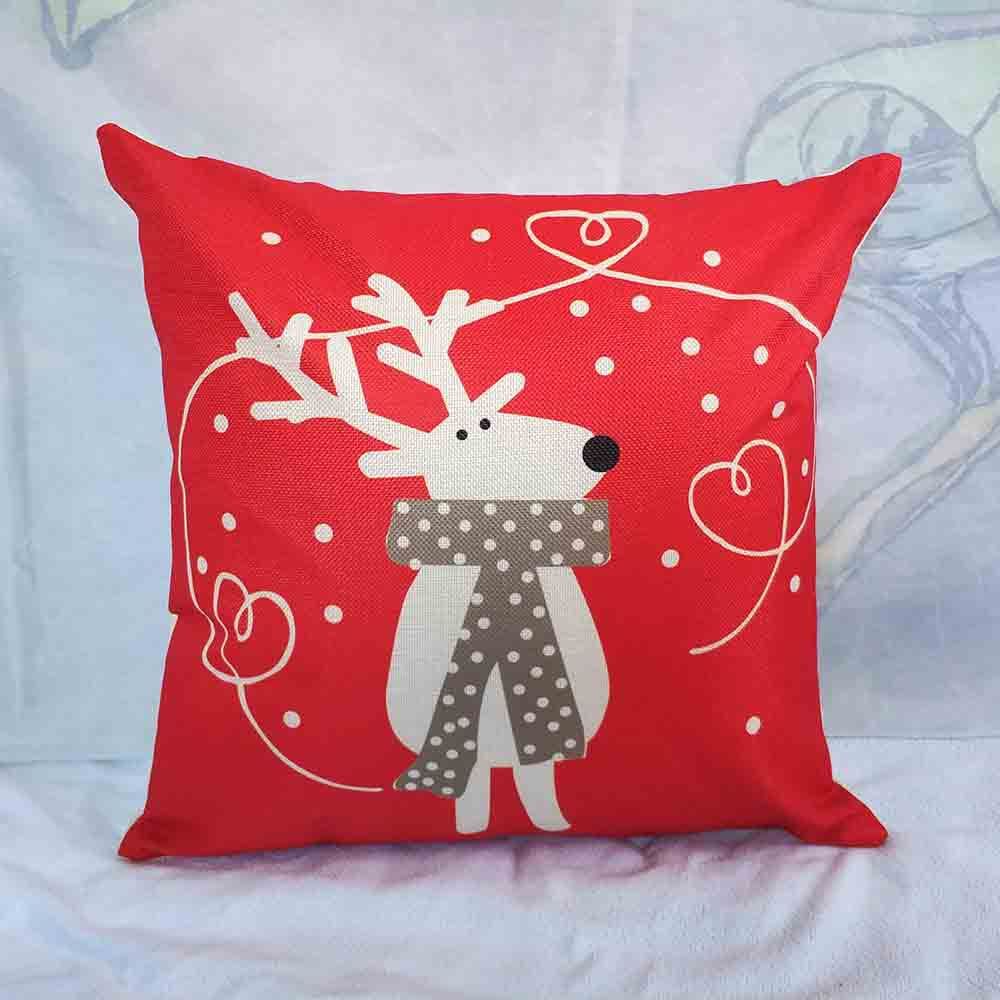 12 Designs Linen Christmas Pillow Case Reindeer Pillow Cover Sofa