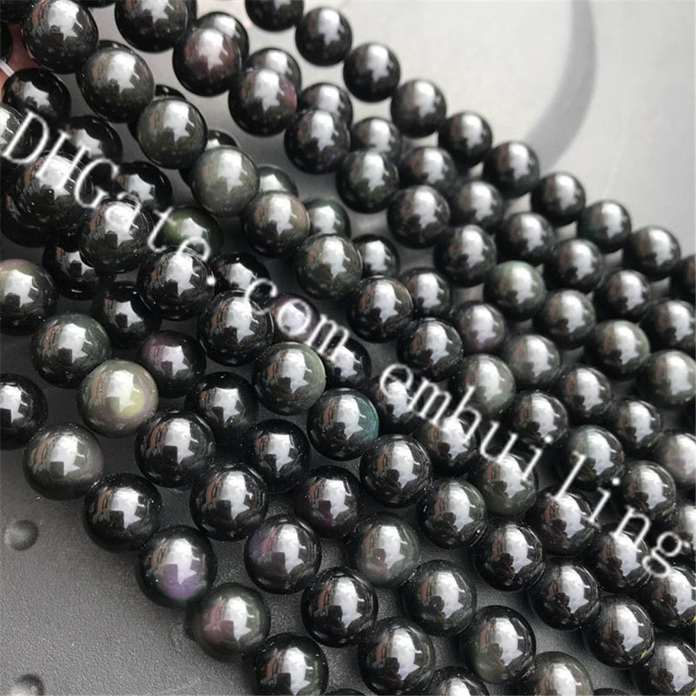10/ mm Black 14/ mm perline perle in pietra naturale per fare gioielli 4/ mm 8/ mm Perle di ossidiana nera sfuse rotonda 6/ mm 4 mm 12/ mm