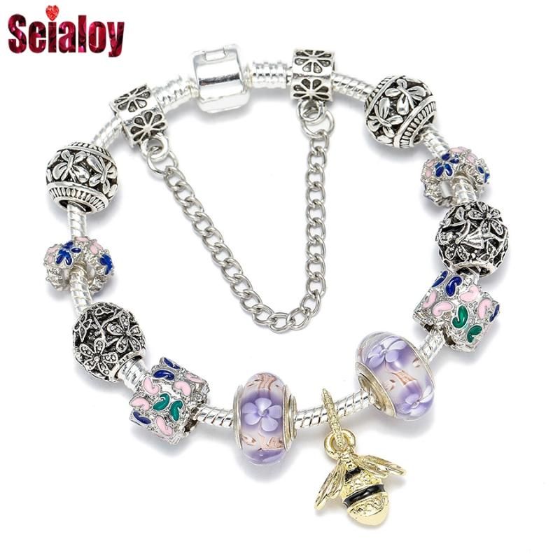 Daisy Jewelry Women Girls Snake Chain Charm Bracelet for Charms Bead
