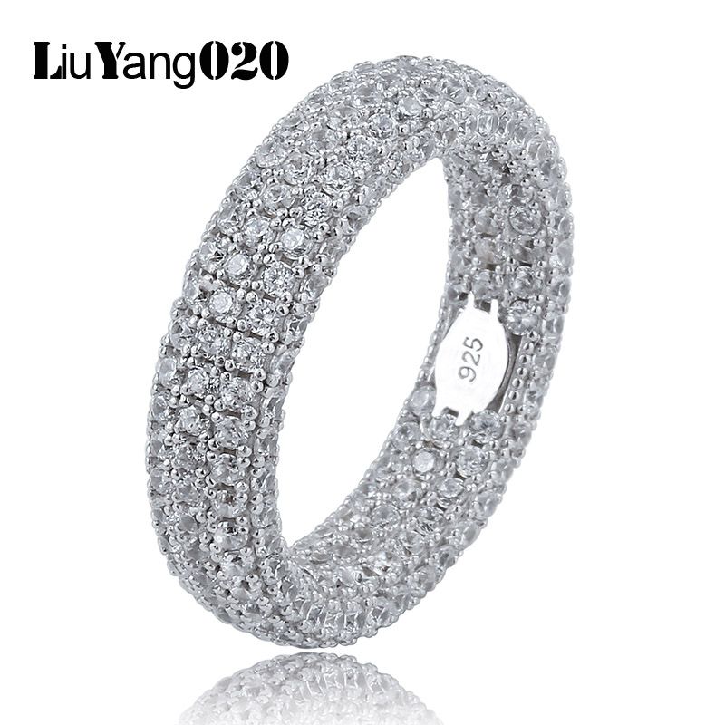 2020 Best Quality 925 Sterling Silver Stamp Ring Full Iced Out Cubic Zirconia Mens Women