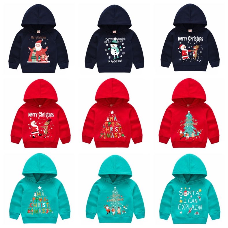 Navidad niños sudaderas con capucha de los bebés de los muchachos del niño sudaderas sudadera